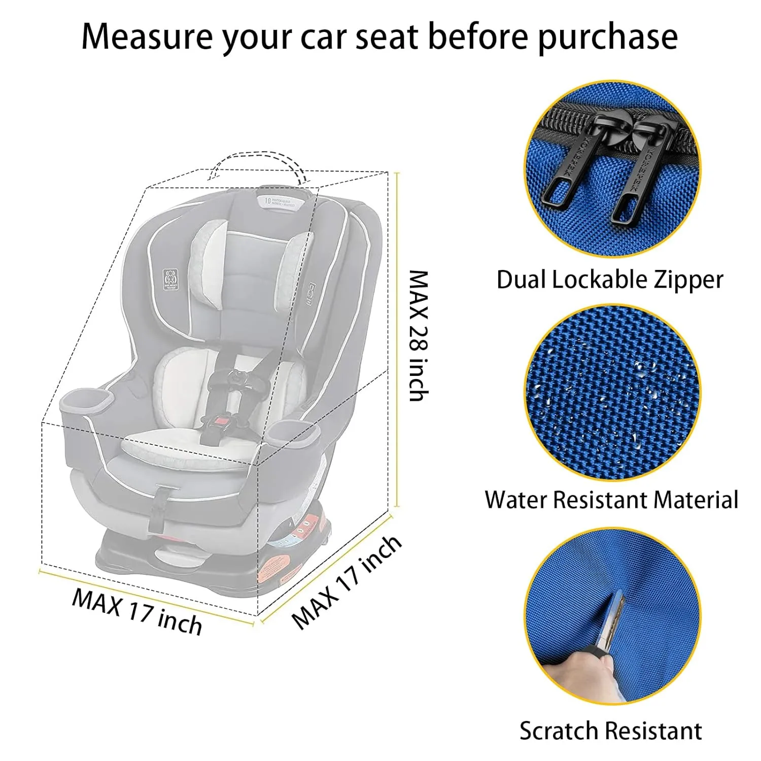 YOREPEK Car Seat Travel Bag, Padded Car Seats Backpack for Air Travel, Heavy Duty Carseat Travel Bag for Airplane, Airport Gate Check Bag (Blue)