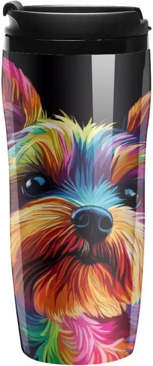 Yorkshire Terrier Coffee Mug with Lid Portable Tumbler Water Bottle for Travel Business 350ml