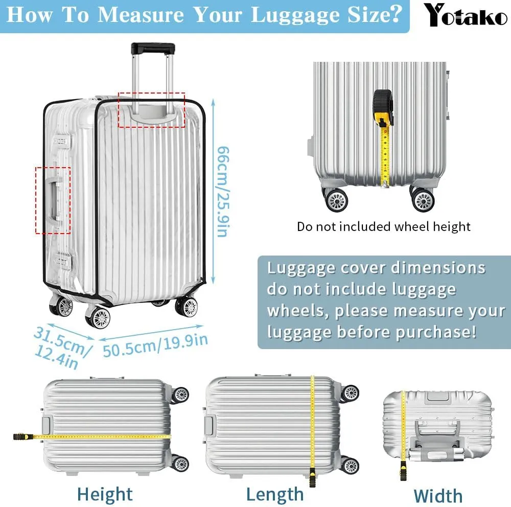 Yotako Clear PVC Suitcase Cover Protectors 28 Inch Luggage Cover for Wheeled Suitcase 28''