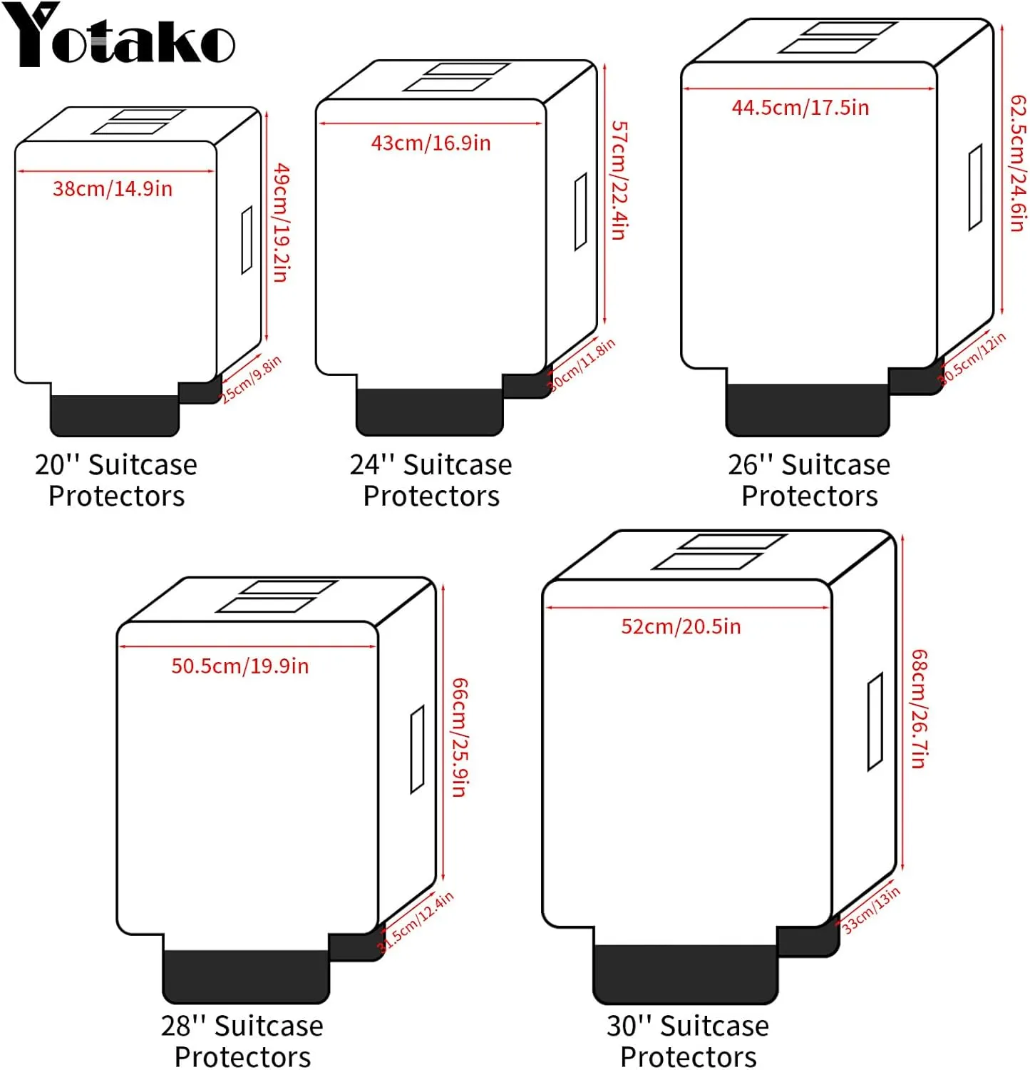 Yotako Clear PVC Suitcase Cover Protectors 28 Inch Luggage Cover for Wheeled Suitcase 28''