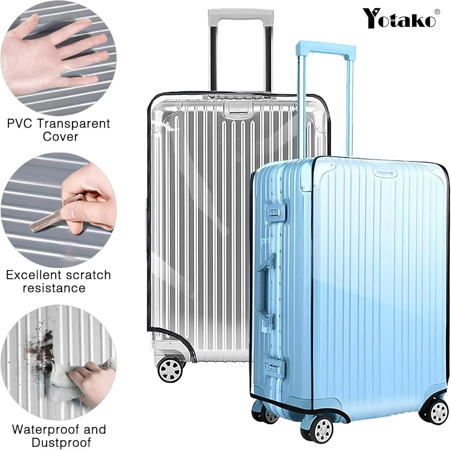 Yotako Clear PVC Suitcase Cover Protectors 28 Inch Luggage Cover for Wheeled Suitcase 28''