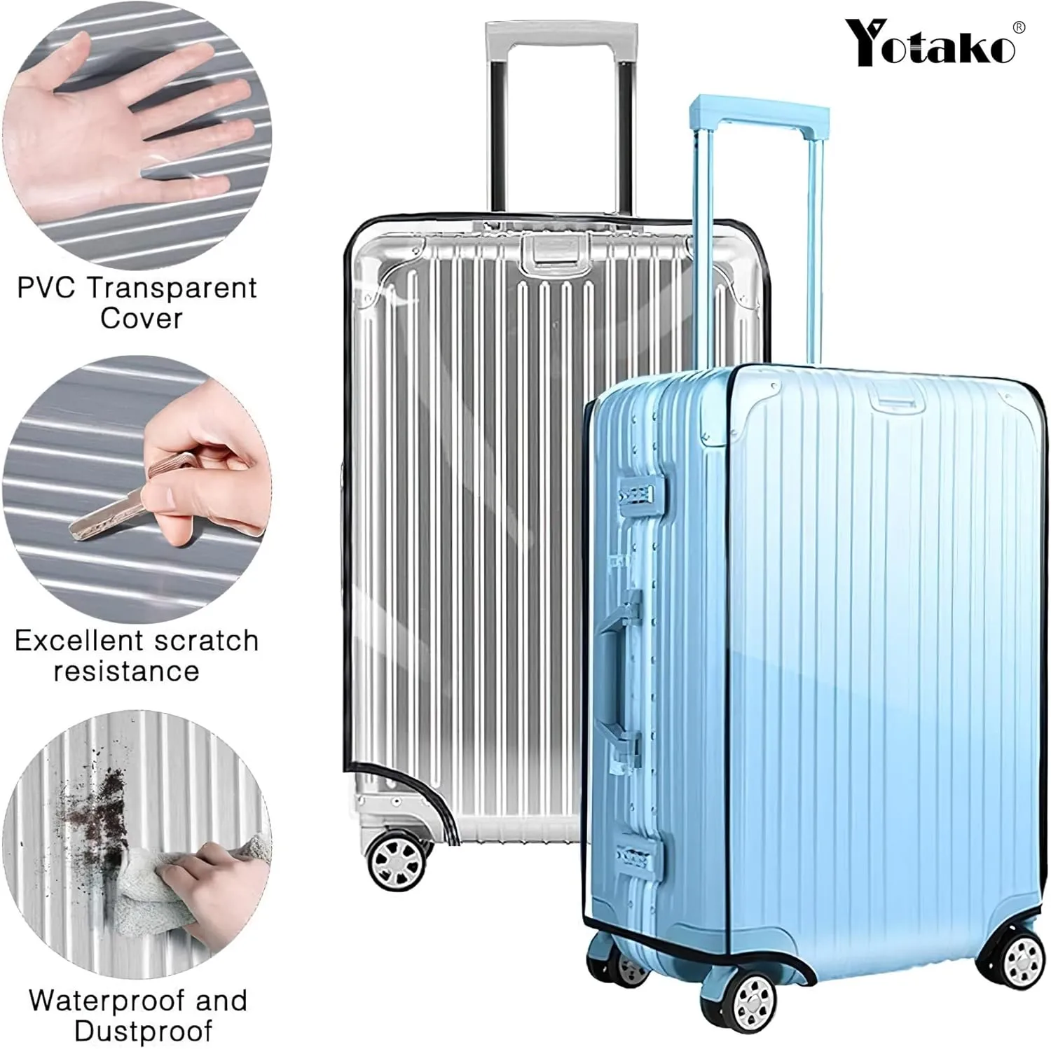 Yotako Clear PVC Suitcase Cover Protectors 30 Inch Luggage Cover Protectors for Wheeled Suitcase 30''