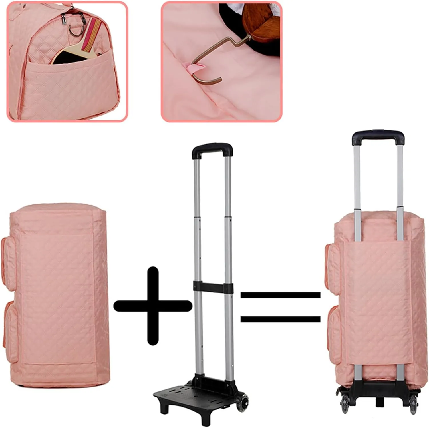 Zentotex Foldable Travel Bag, Zentotex Deluxe Foldable Travel Bag, High Capacity Folding Suit Luggage (Pearl pink (with wheels))