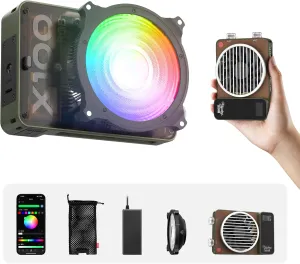ZHIYUN MOLUS X100 RGB Standard 100W Video Light [Official] V2 Upgraded Version Professional Photography Light Portable Continuous Output Lighting 2500K~10000K CRI≥95 TLCI≥97 Only 384g for Youtuber TT